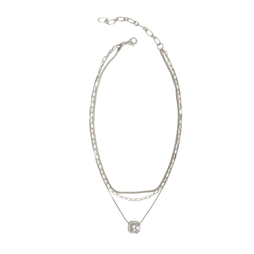 Silver Halo Pendant Triple Necklace - Posh West Boutique