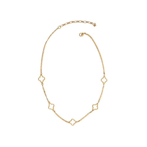 Gold Quatrefoil Flat Anchor Chain Necklace - Posh West Boutique