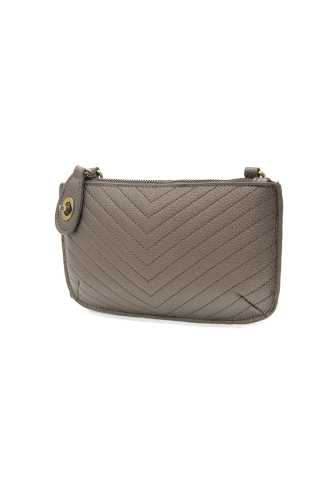 Pewter Quilted Mini Crossbody Wristlet Clutch - Posh West Boutique