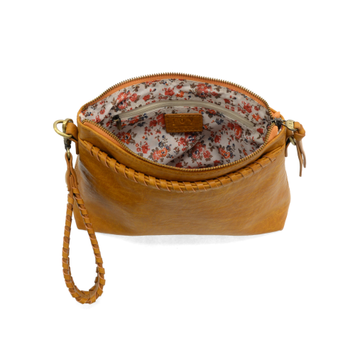 Whiskey Oakley Whipstitch Top-zip Wristlet/Crossbody - Posh West Boutique