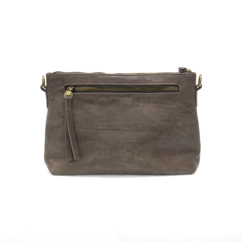 Taupe Oakley Whipstitch Top-zip Wristlet/Crossbody - Posh West Boutique