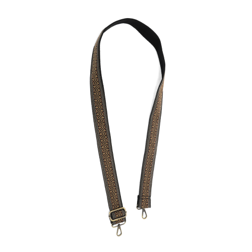 Black & Tan Chevron Embroidered Guitar Strap - Posh West Boutique