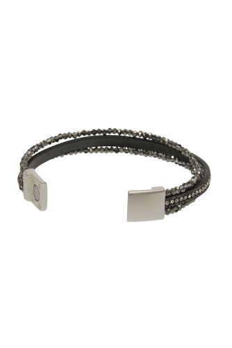 Charcoal Beaded 3 Row Bracelet - Posh West Boutique