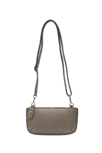 Pewter Quilted Mini Crossbody Wristlet Clutch - Posh West Boutique
