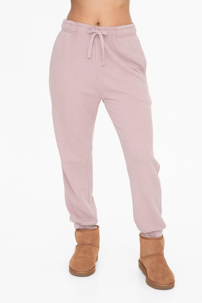 Dusty Pink Mineral Wash Joggers - Posh West Boutique