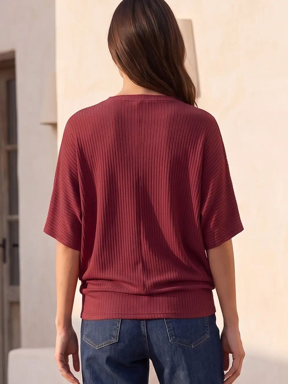 Red Wine Ribbed Top
