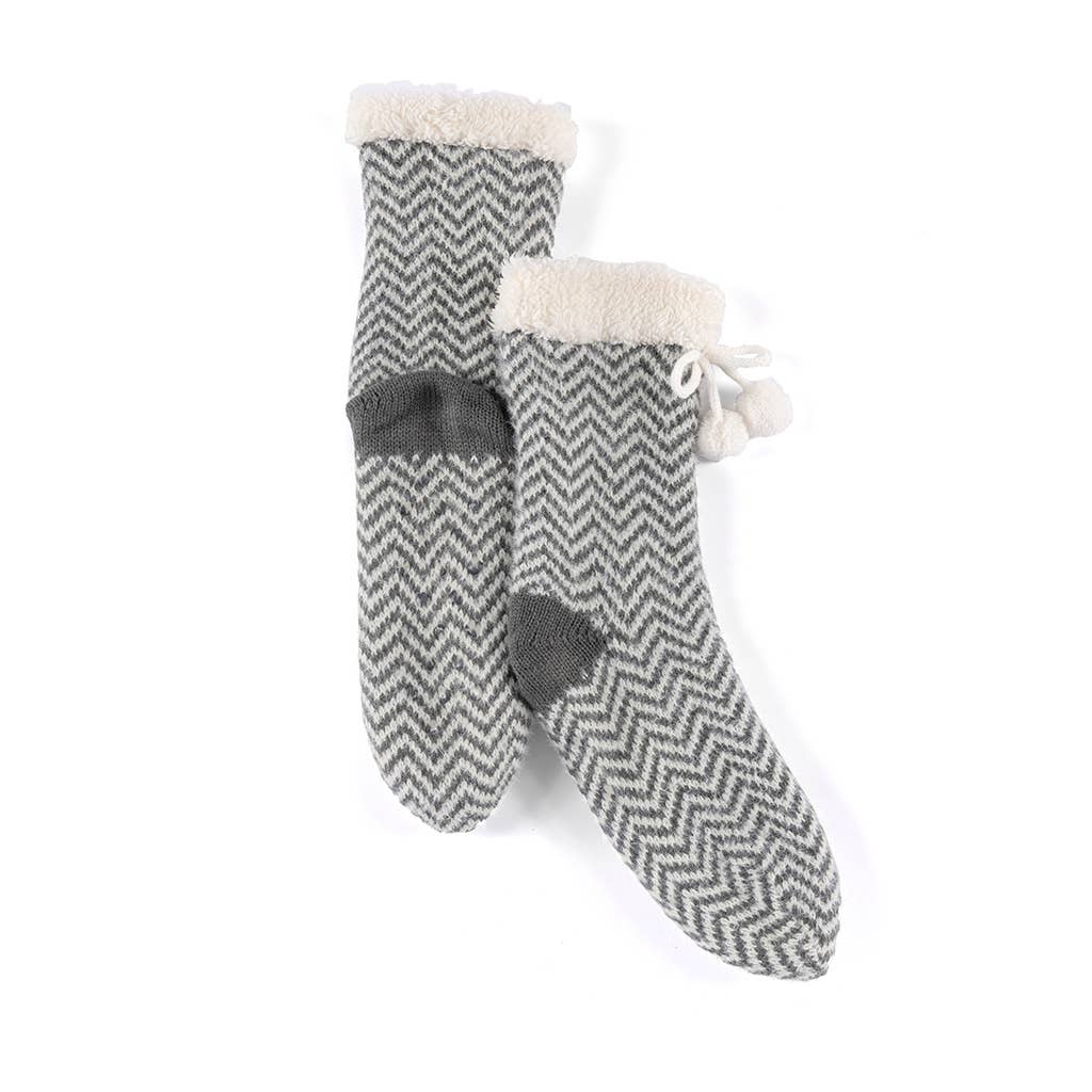 Grey Yancy Slipper Socks - Posh West Boutique