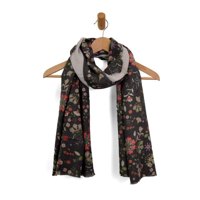Black Whimsical Floral Scarf - Posh West Boutique
