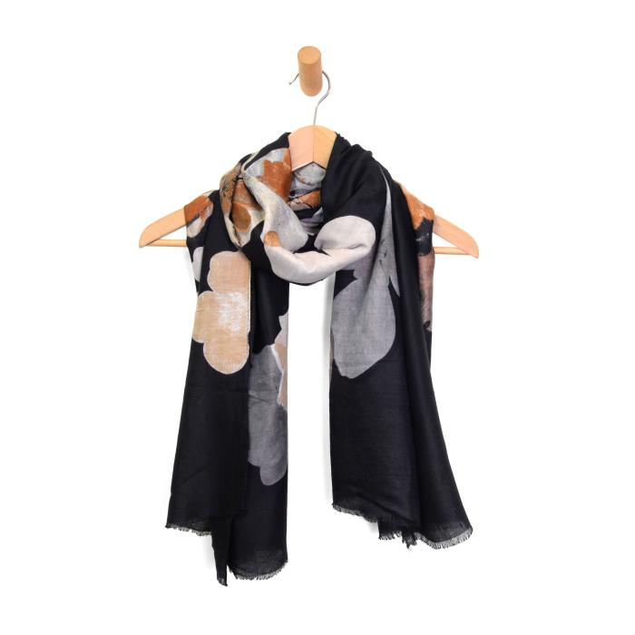 Black Layered Blooms Scarf - Posh West Boutique