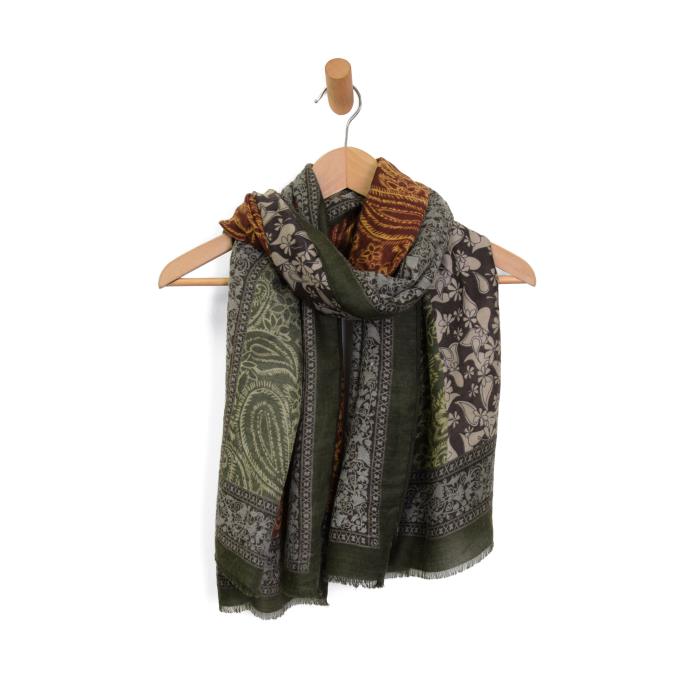 Olive Paisley Flowers Scarf - Posh West Boutique