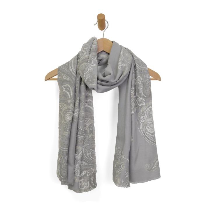 Grey Paisley Scarf - Posh West Boutique