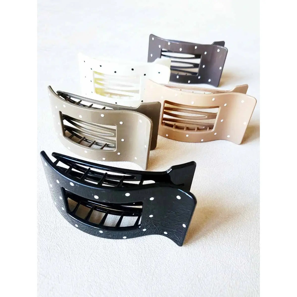 Polka Dot Rectangle Flat Hair Clip - Posh West Boutique