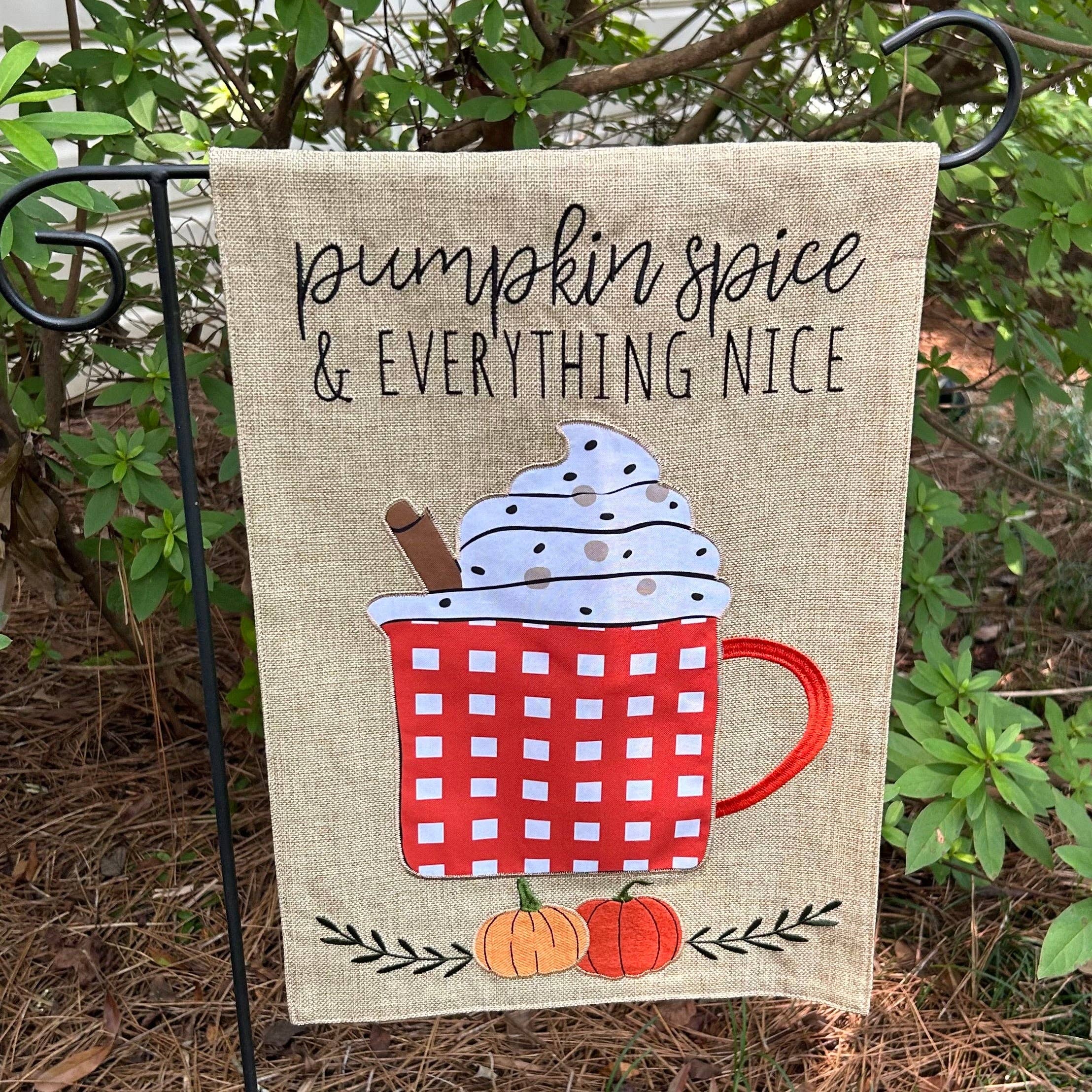 Pumpkin Spice Nice Burlap 2-Sided Garden Flag - Posh West Boutique