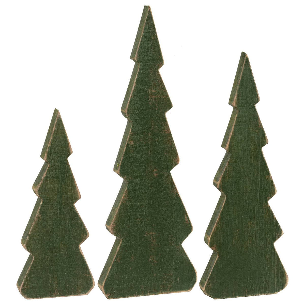 3 pc Distressed Wooden Chunky Christmas Tree Sitters - Posh West Boutique