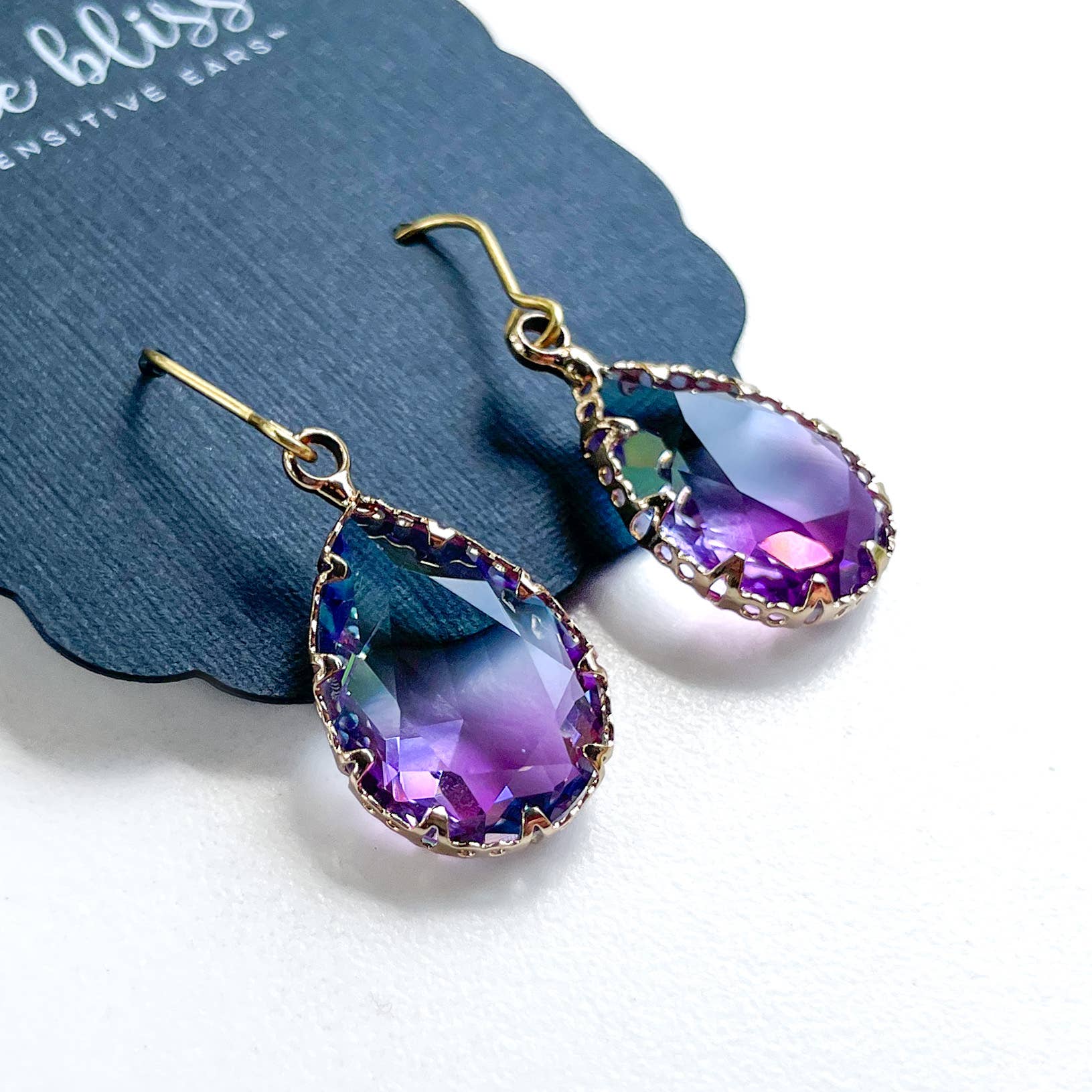 Amethyst Sky Teardrop Dangle Earrings - Posh West Boutique