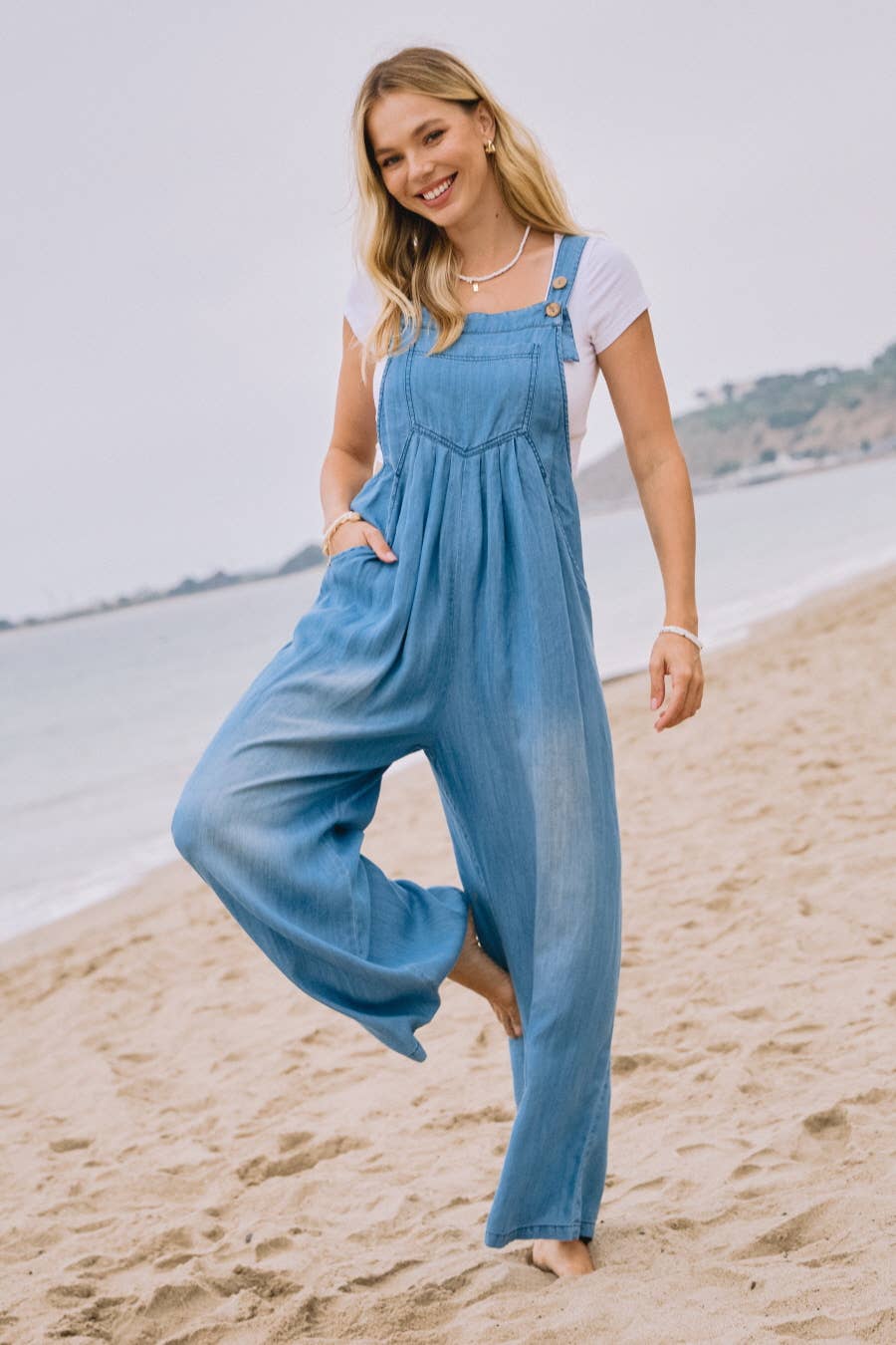 Washed Chambray Overalls Jumpsuit - Posh West Boutique