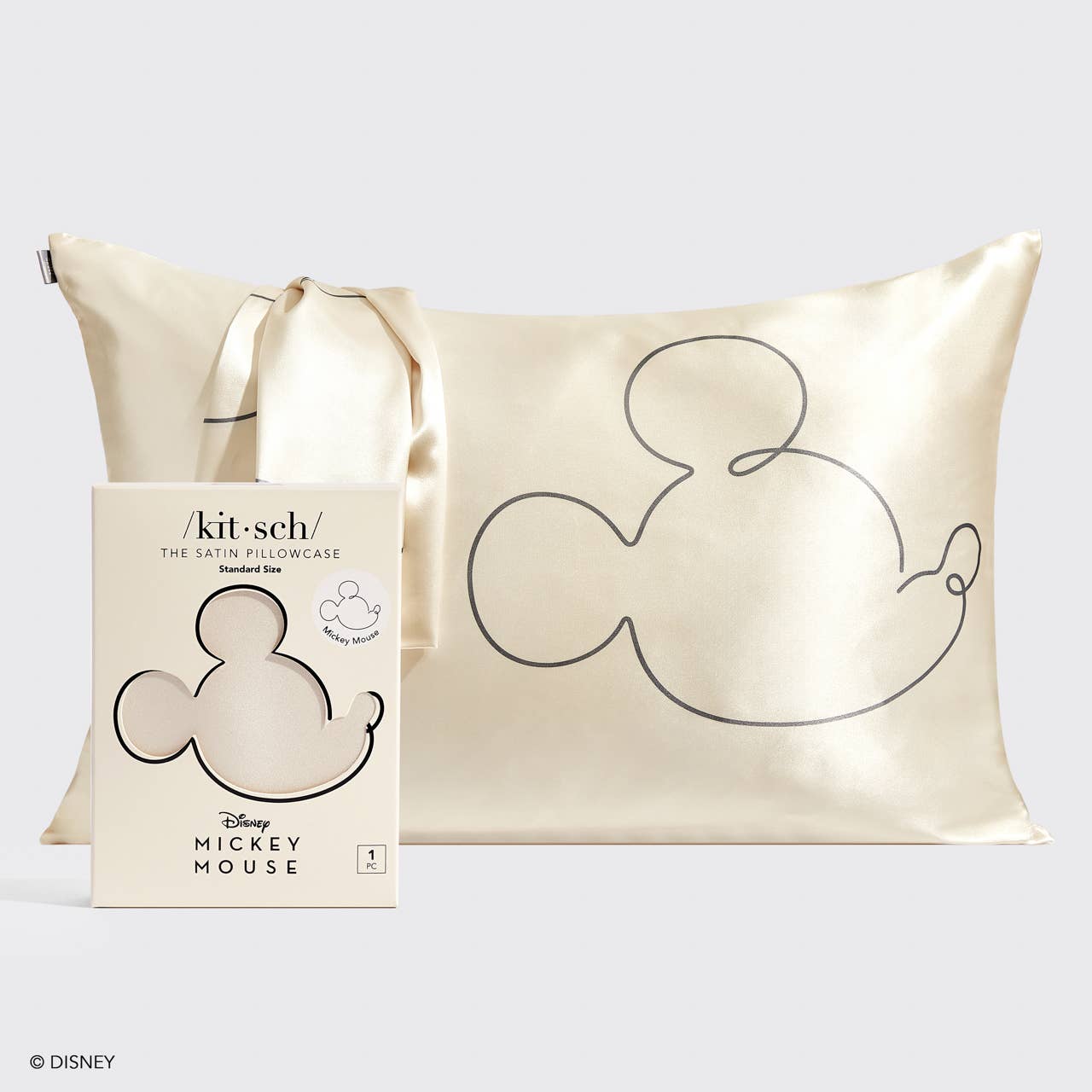 Kitsch & Mickey Satin Pillowcase Mr. Mouse -Cream - Posh West Boutique