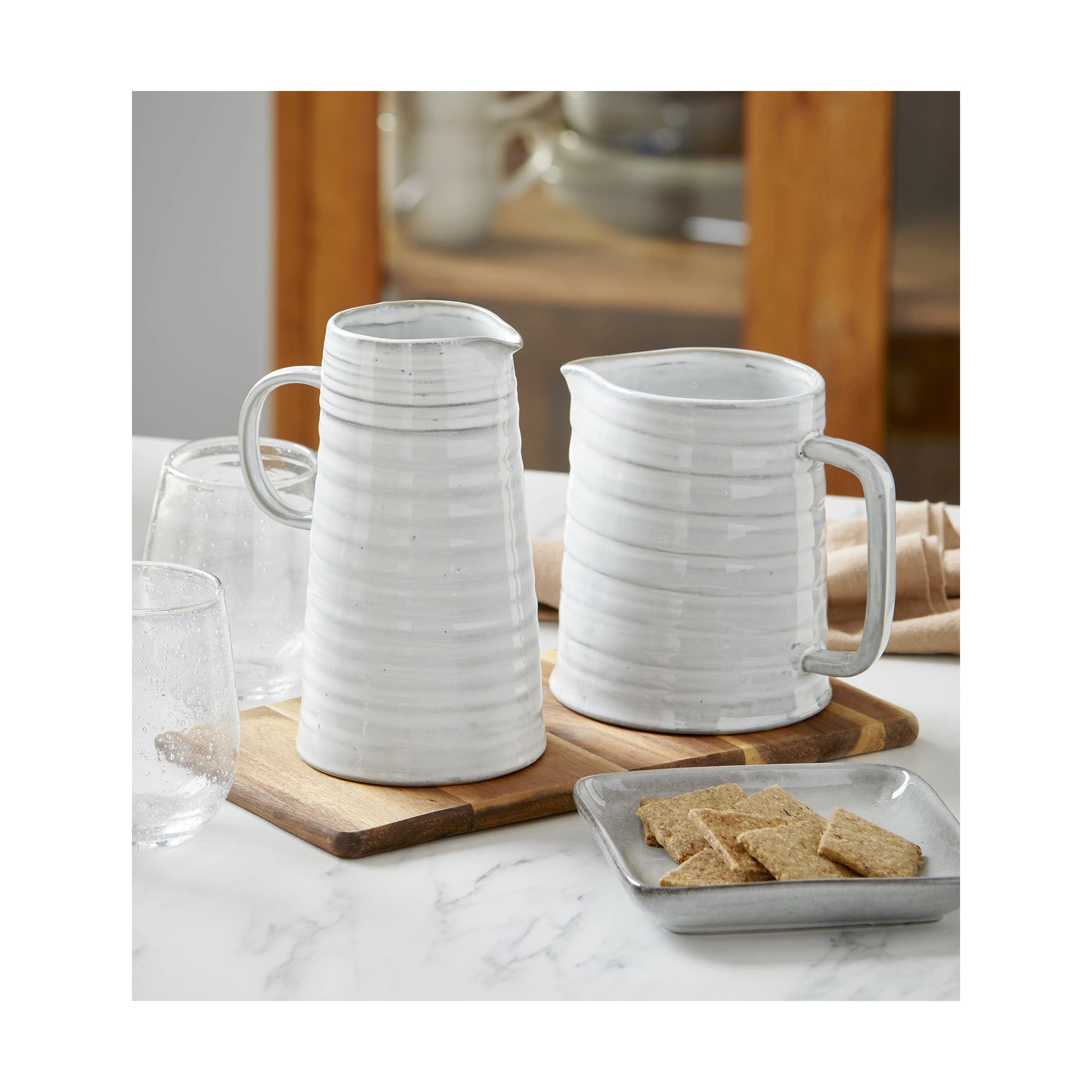Farmhouse Tall Pitcher White Stoneware - Posh West Boutique