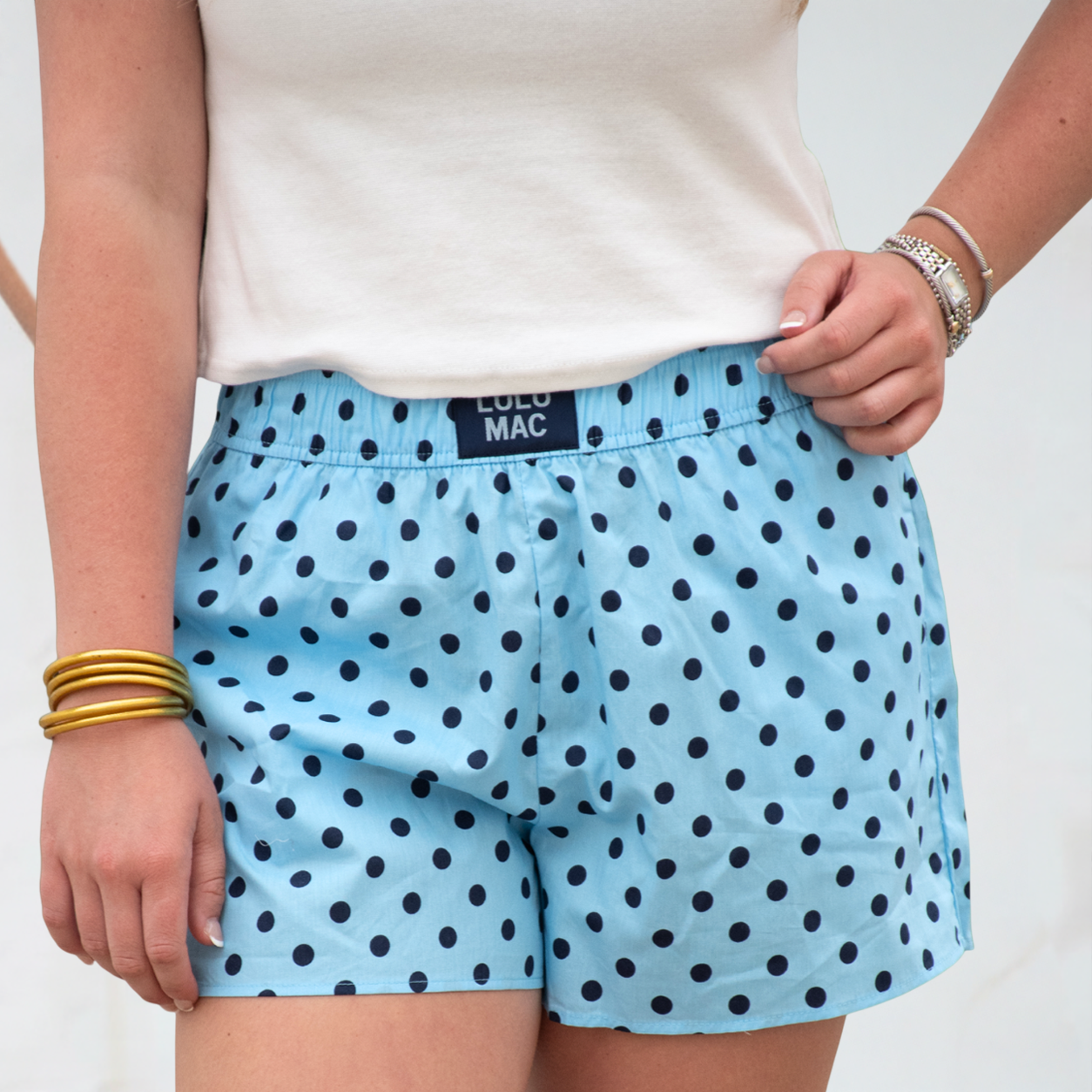 Light Blue and Navy Polka Dot Boxer Short