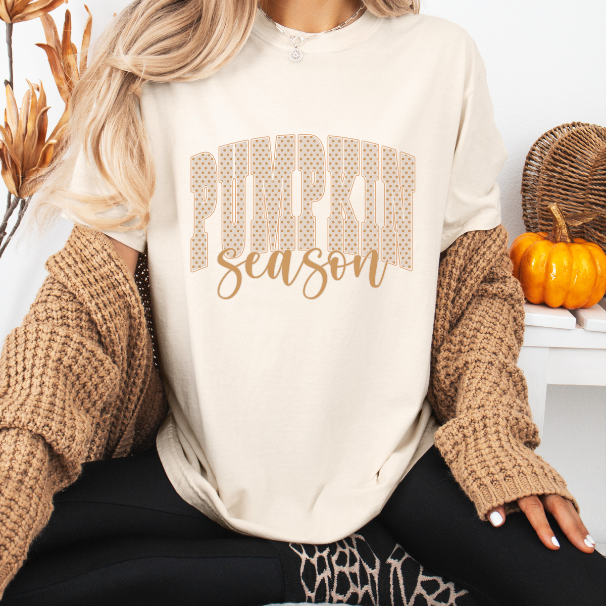 Orange Pumpkin Season Polka Dot T-Shirt