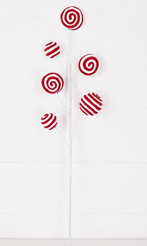 23in Spray-Pom Pom Peppermint Ball and Lollipop - Posh West Boutique