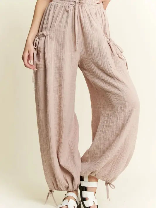 Mauve Vintage Gauze Jogger Pants - Posh West Boutique