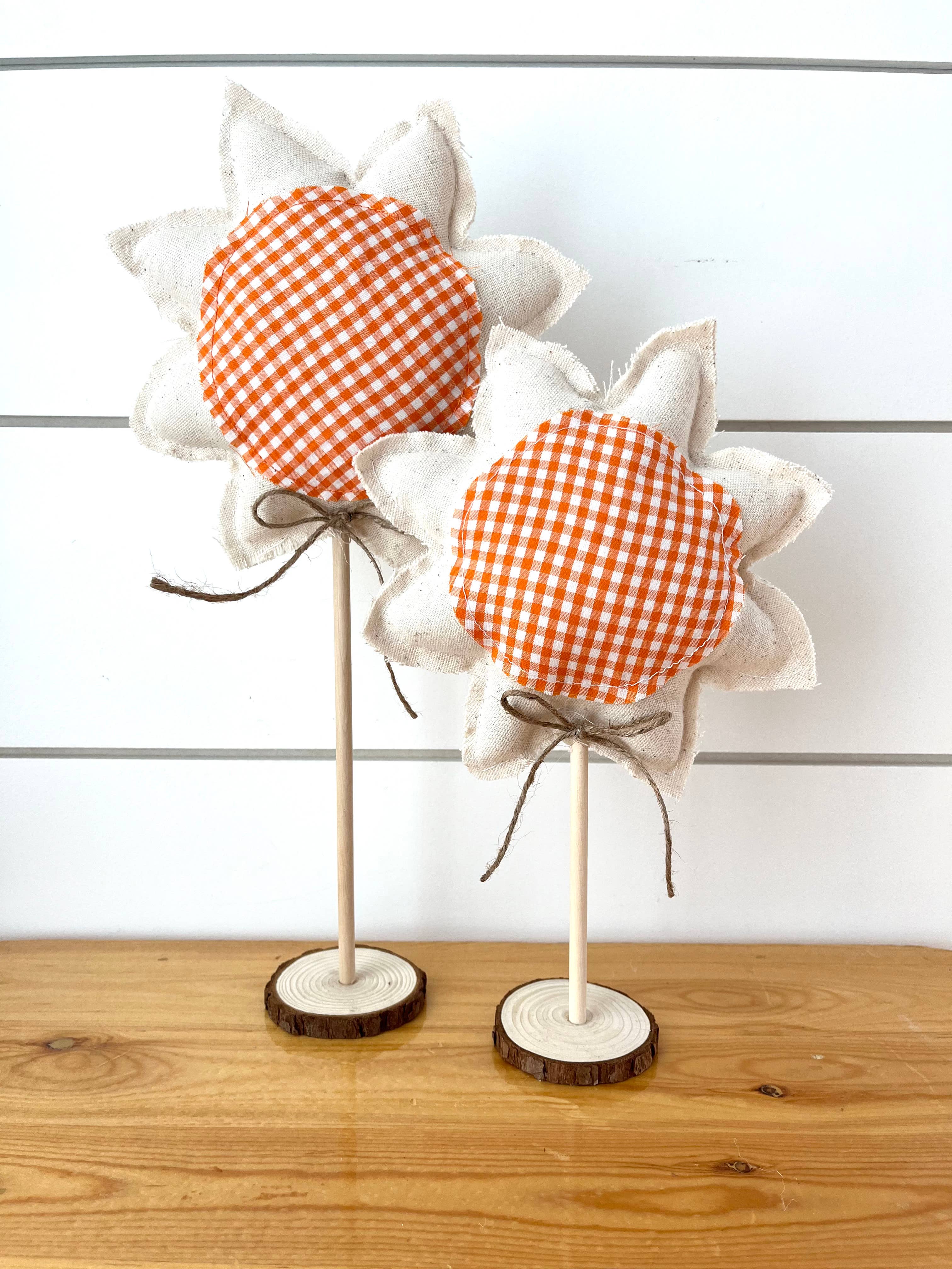 Large Fall Sunflower Orange Gingham