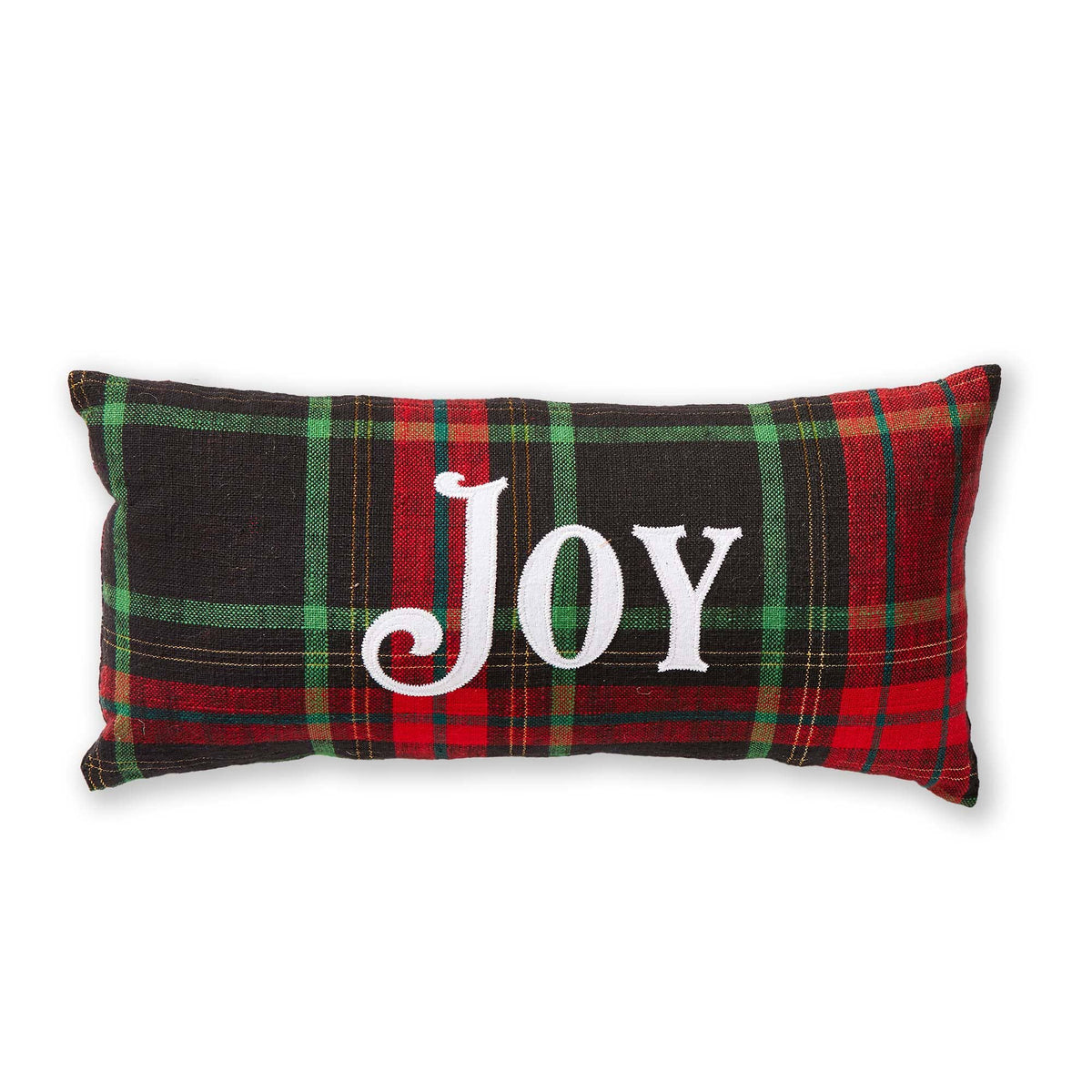 Joy Christmas Red Plaid Pillow - Posh West Boutique