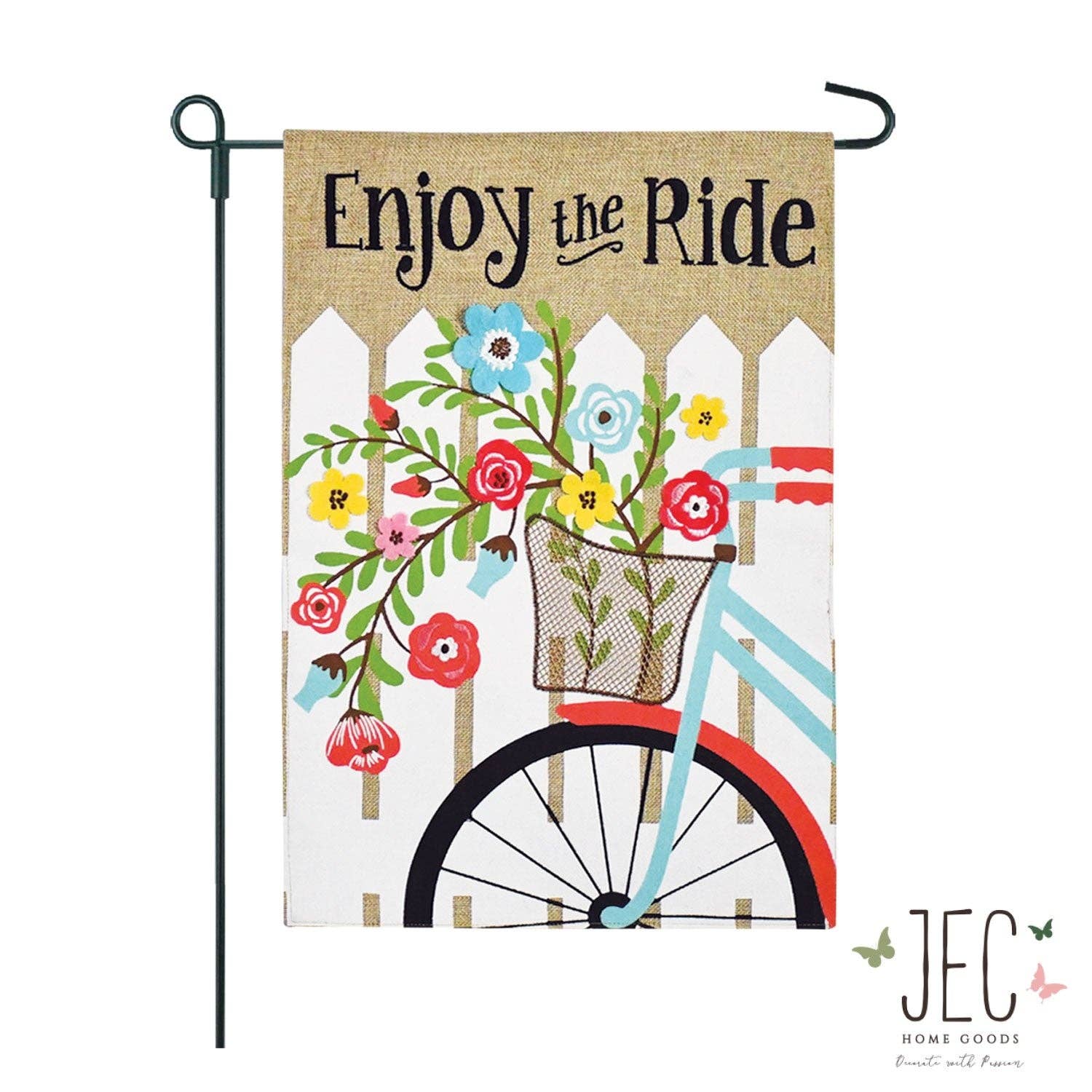 Flower Bike Burlap 2-Sided Garden Flag - Posh West Boutique