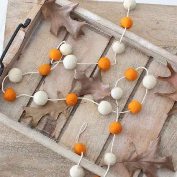 Fall Orange & White Felt Garland - Posh West Boutique