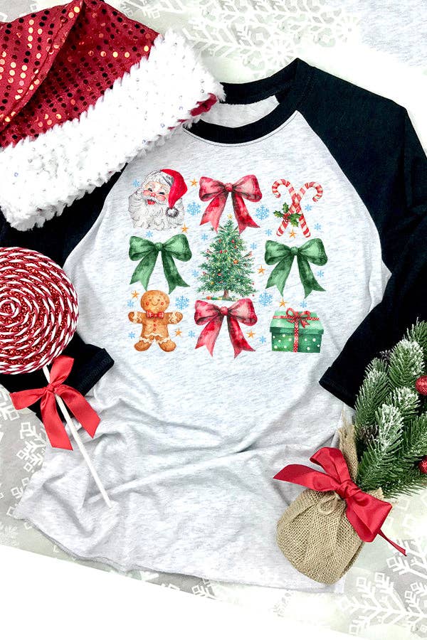 Christmas Santa Raglan T - Posh West Boutique