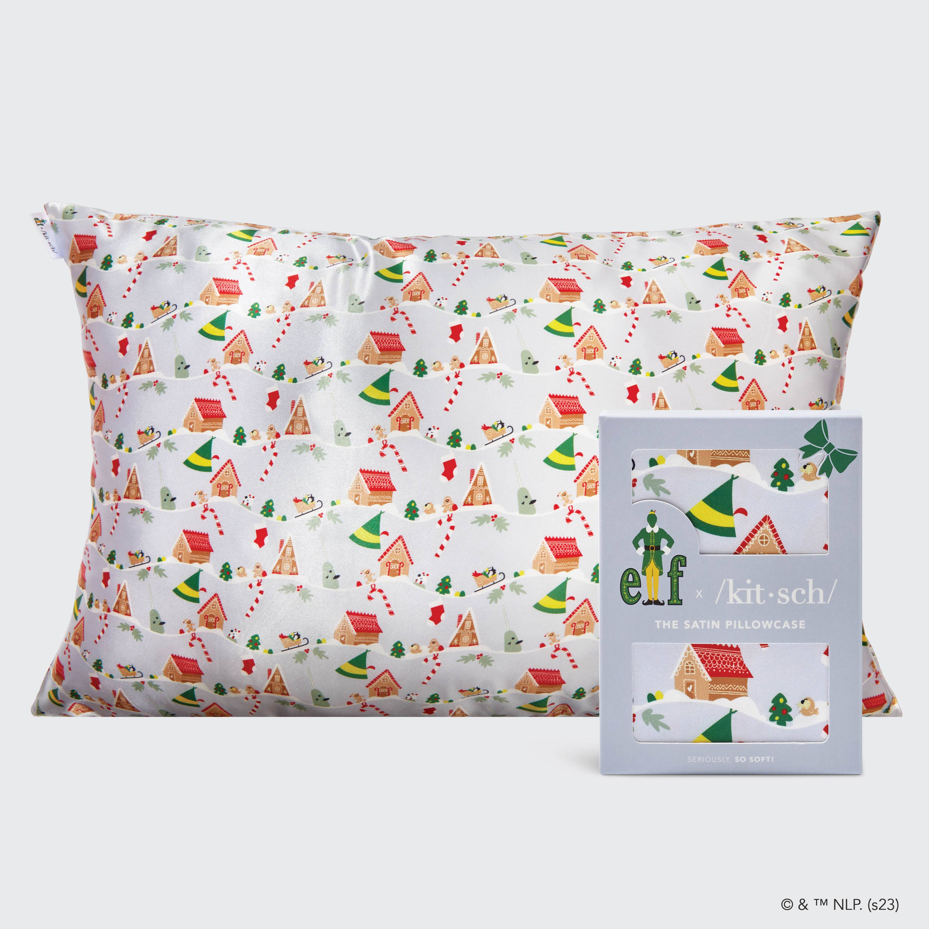 Elf x Kitsch Satin Pillowcase- Periwinkle Christmas - Posh West Boutique