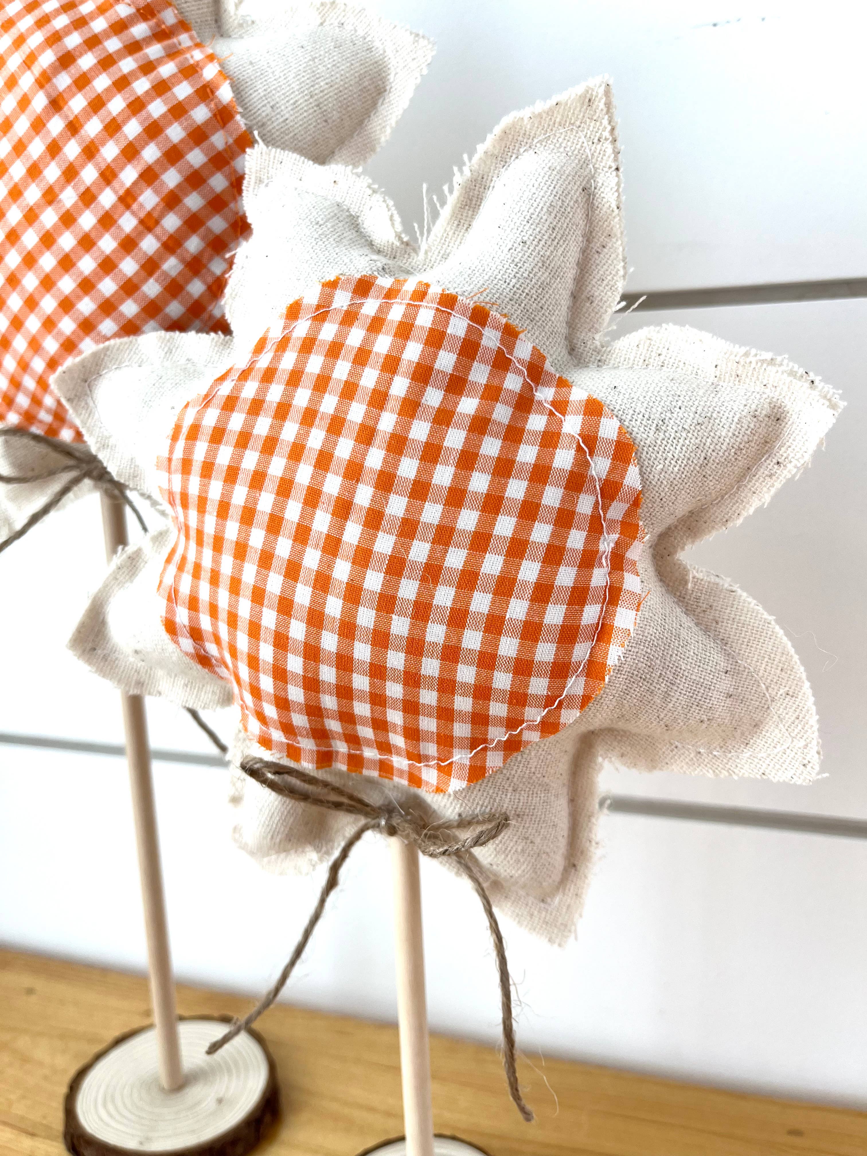 Large Fall Sunflower Orange Gingham