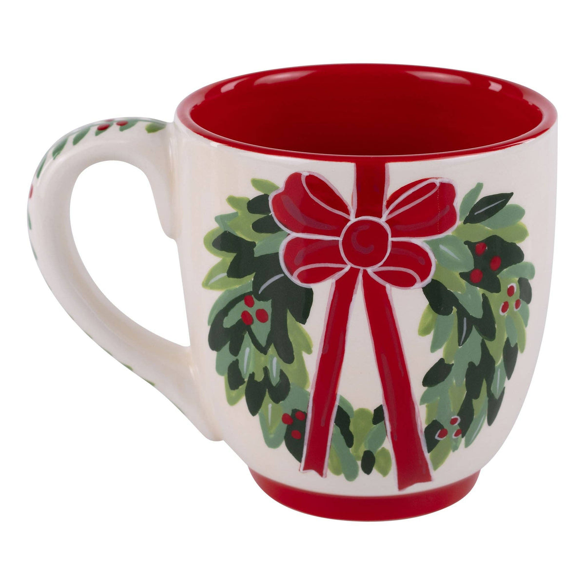 Red Bow Wreath Mug - Posh West Boutique