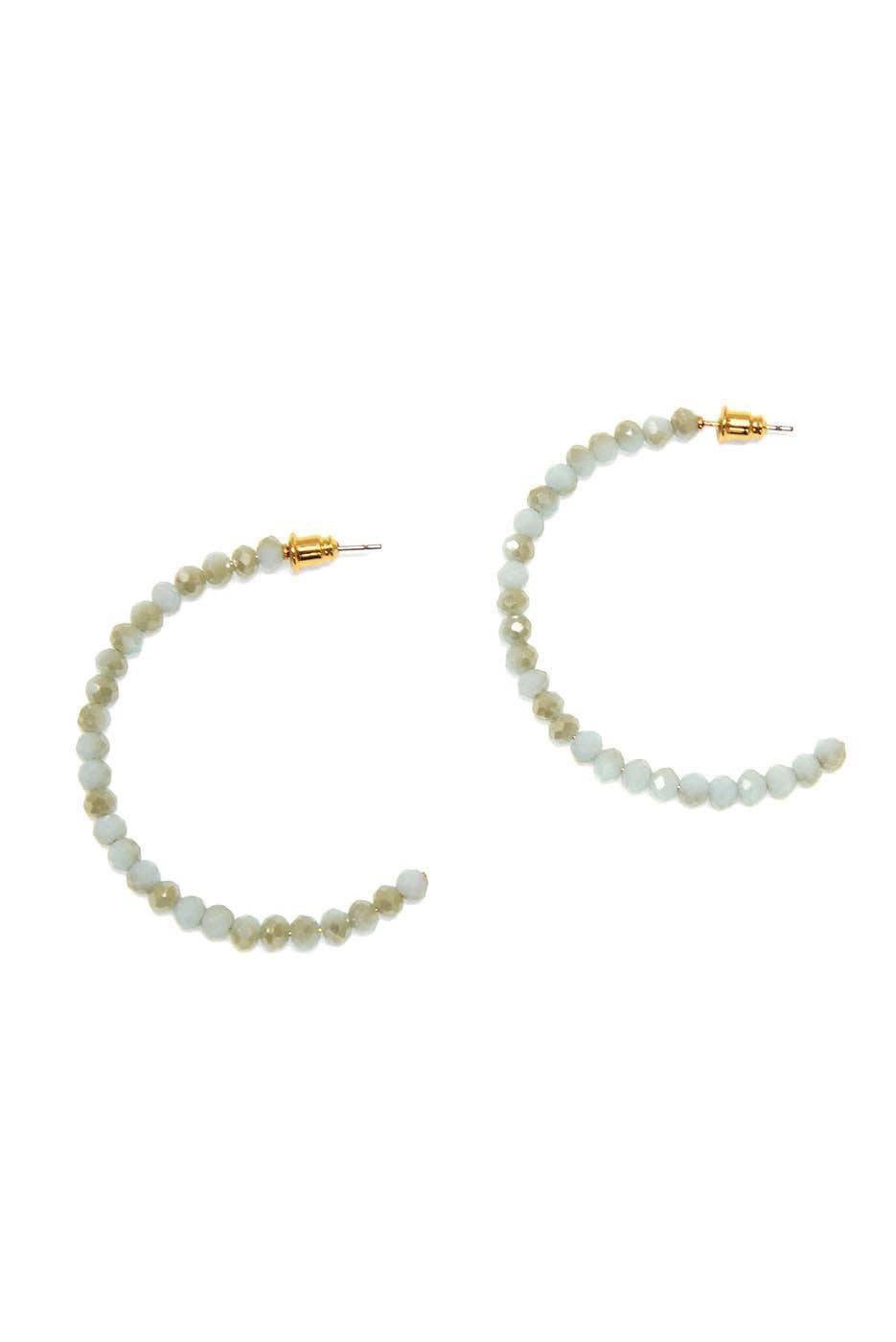 Beaded Hoop Post Earrings