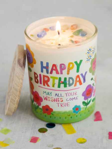 Gemstone Happy Birthday Candle-Natural Life - Posh West Boutique