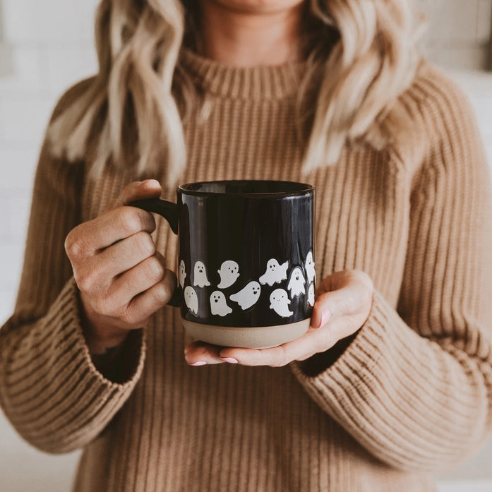 Ghost Pattern Stoneware Coffee Mug - Posh West Boutique