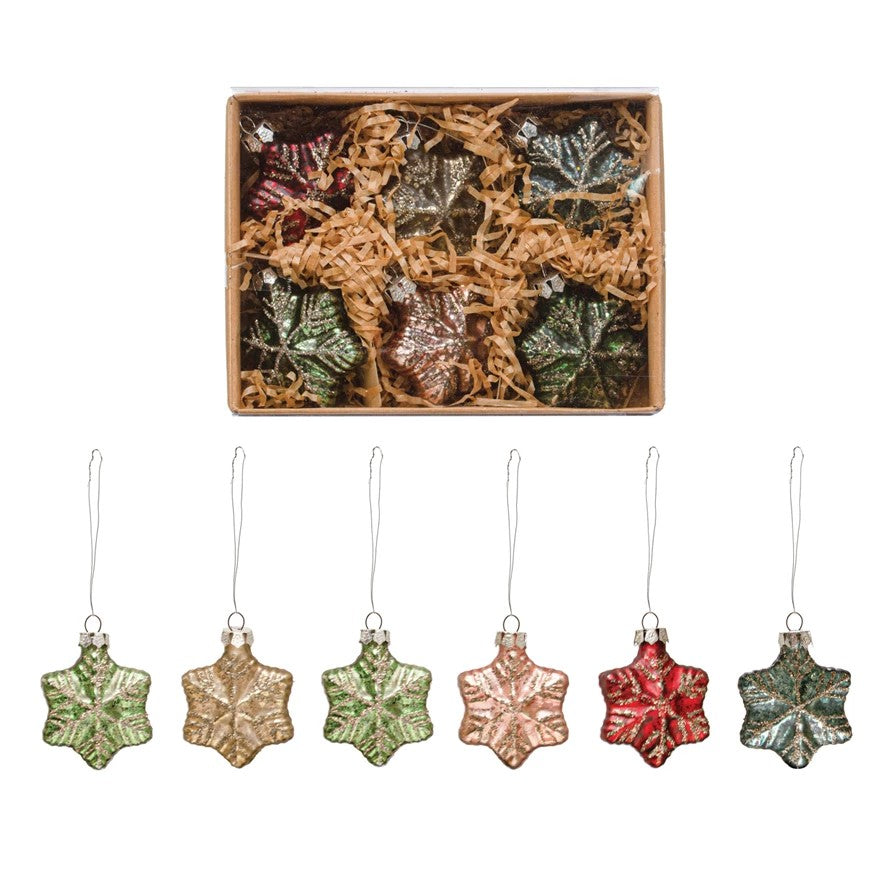 Glitter Glass Snowflake Ornaments - Posh West Boutique