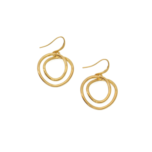 Gold Double Loop Fishhook Earring - Posh West Boutique