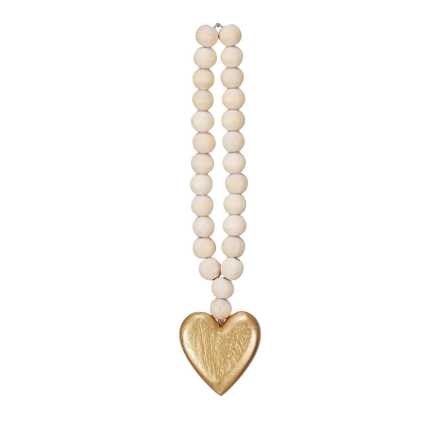 Gold Heart Wood Bead Garland - Posh West Boutique