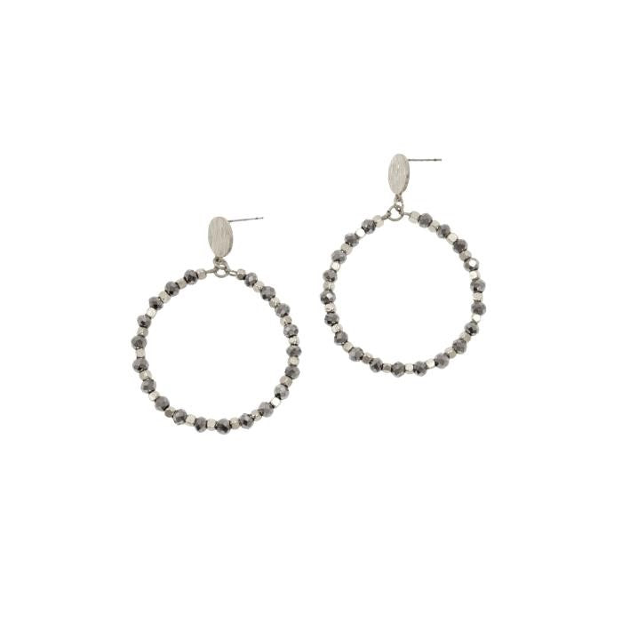 Gray/ Silver Beaded Hoop - Posh West Boutique