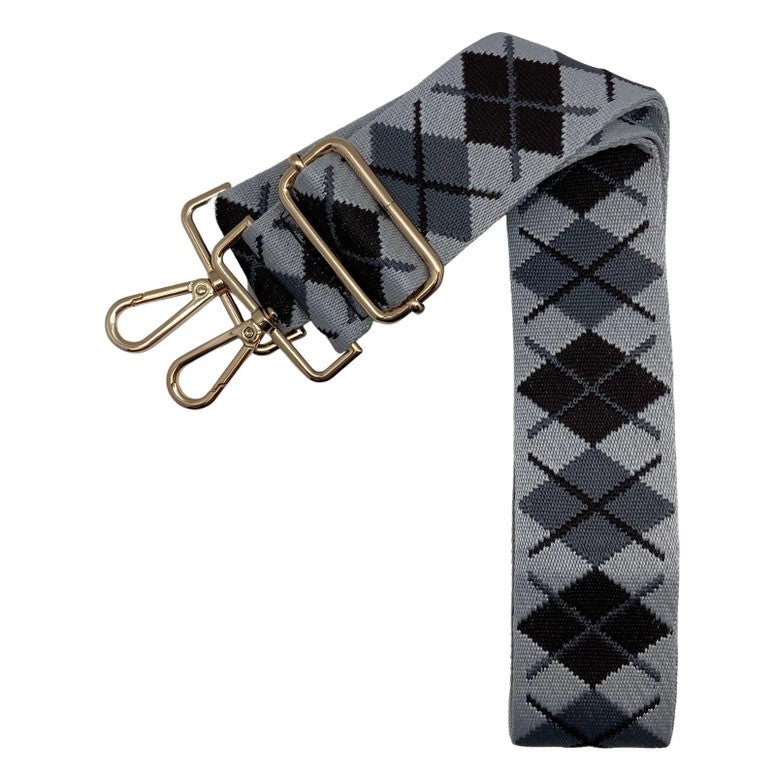 Gray Argyle Guitar Strap - Posh West Boutique