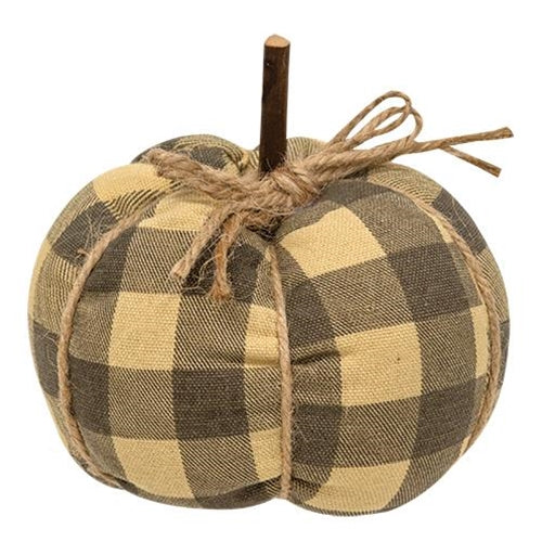 Gray Buffalo Check Stuffed Pumpkin - Posh West Boutique