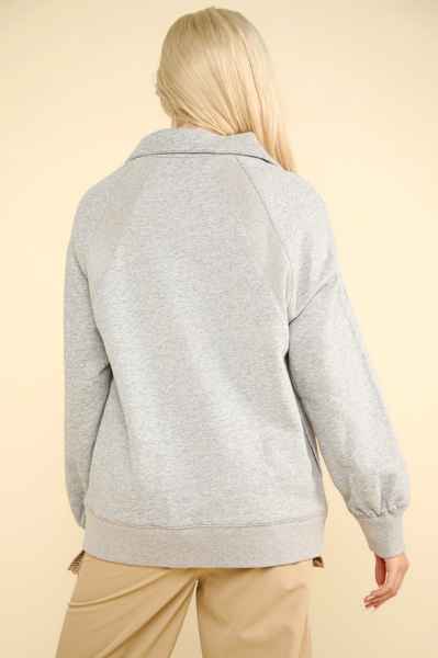 Heather Gray Half Zip Sweatshirt - Posh West Boutique