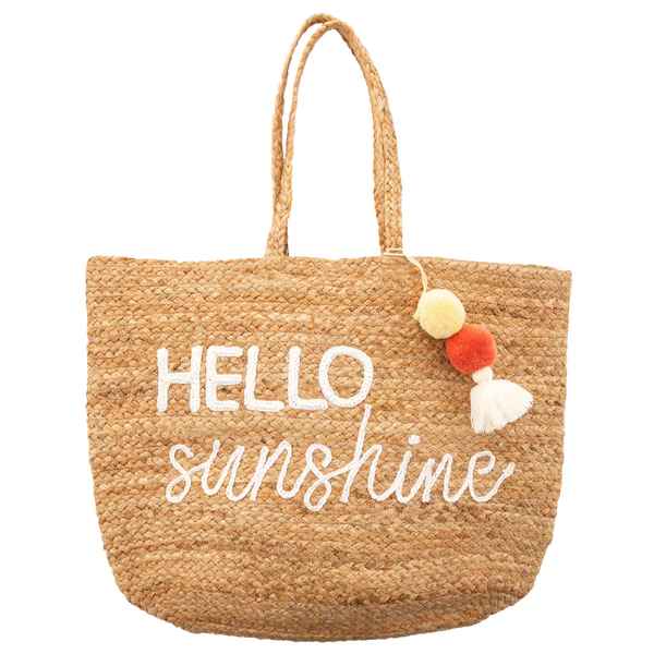 Hello Sunshine Jute Beach Bag - Posh West Boutique