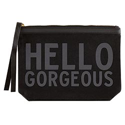 Hello Gorgeous Black Canvas Pouch - Posh West Boutique