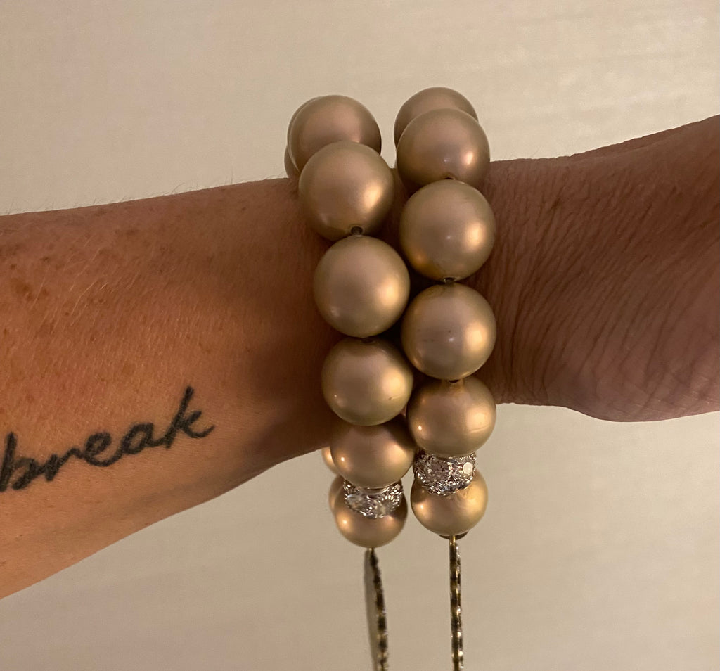 Upcycled LV Champagne Bead Bracelet - Posh West Boutique