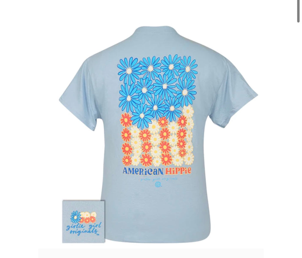 American Hippie Light Blue Flag T Shirt - Posh West Boutique