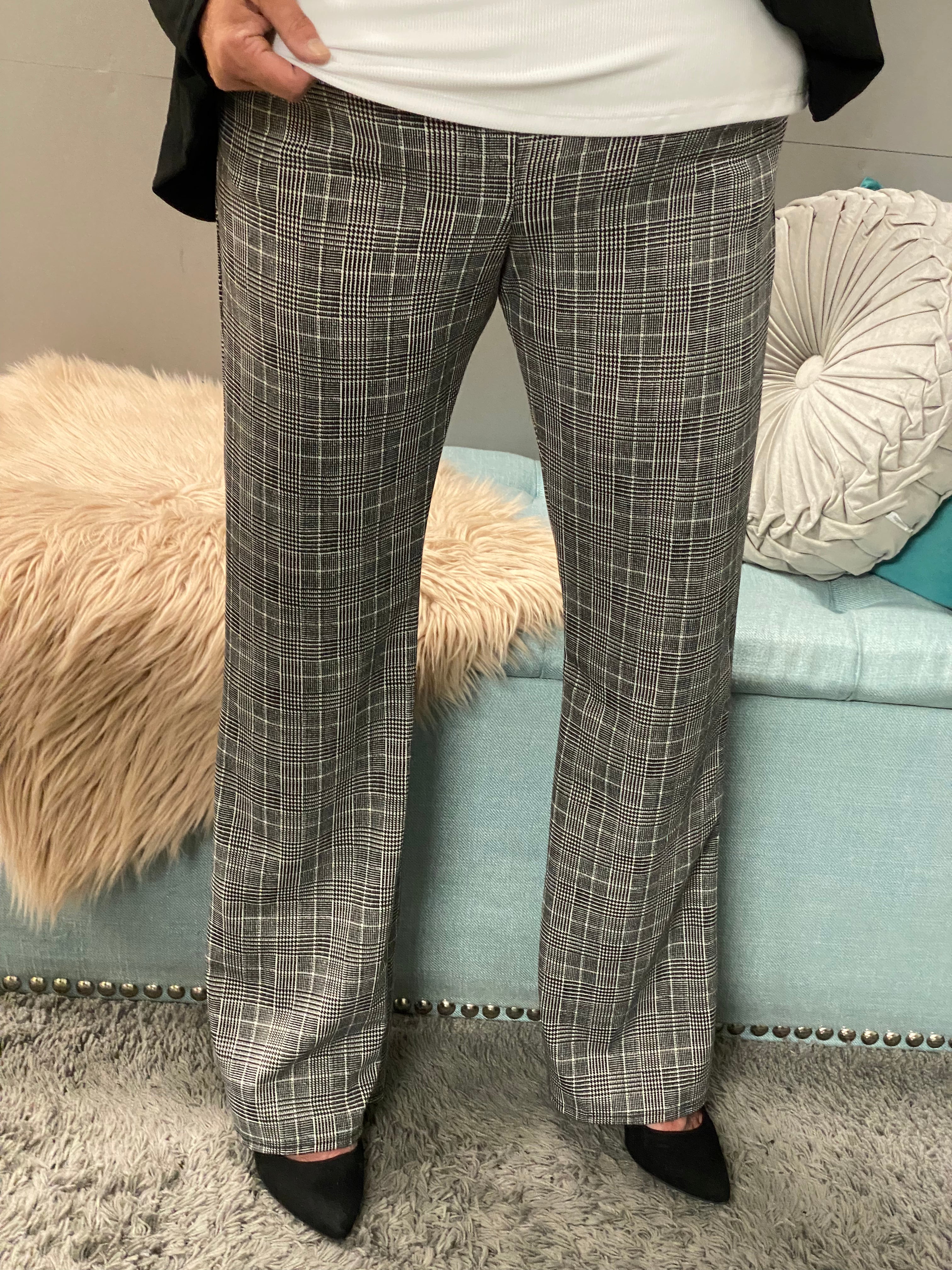 Plaid Flare Pants - Posh West Boutique