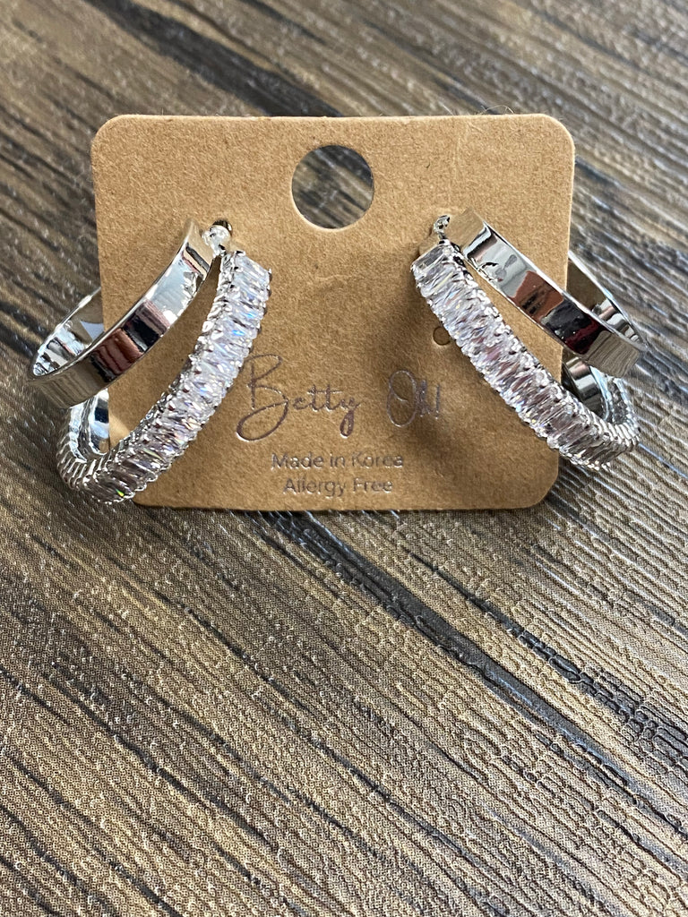 Betty Oh Double Silver Hoop Earring - Posh West Boutique